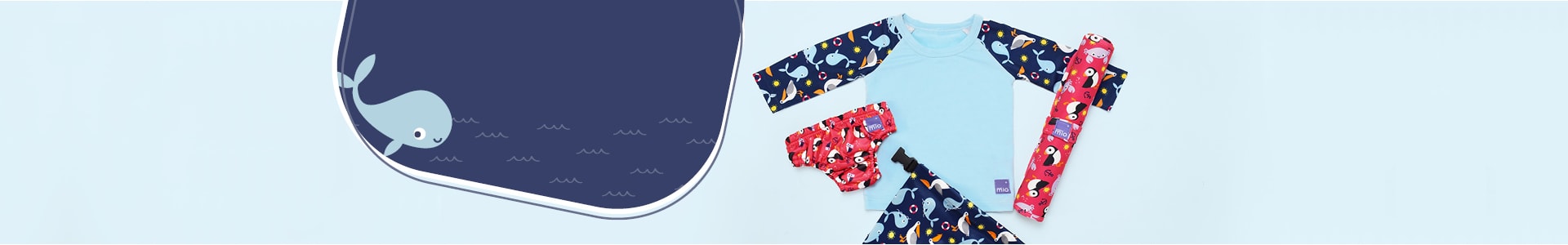 Banner della pagina di Bambino Mio della linea mare della collezione avventure marine e cuccioli di mare