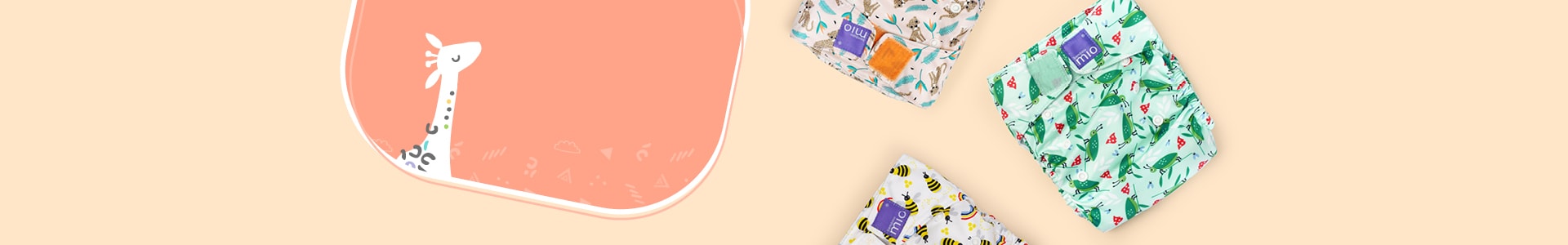 miosolo all in one nappy collection page banner with three miosolos