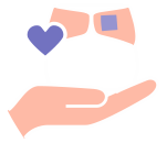 Icona di una mano che sostiene un pannolino in segno di dare
