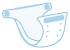 Icona con pannolino contornato in blu per le domande sull'utilizzo