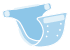 Icona con pannolino blu per le domande sull'utilizzo